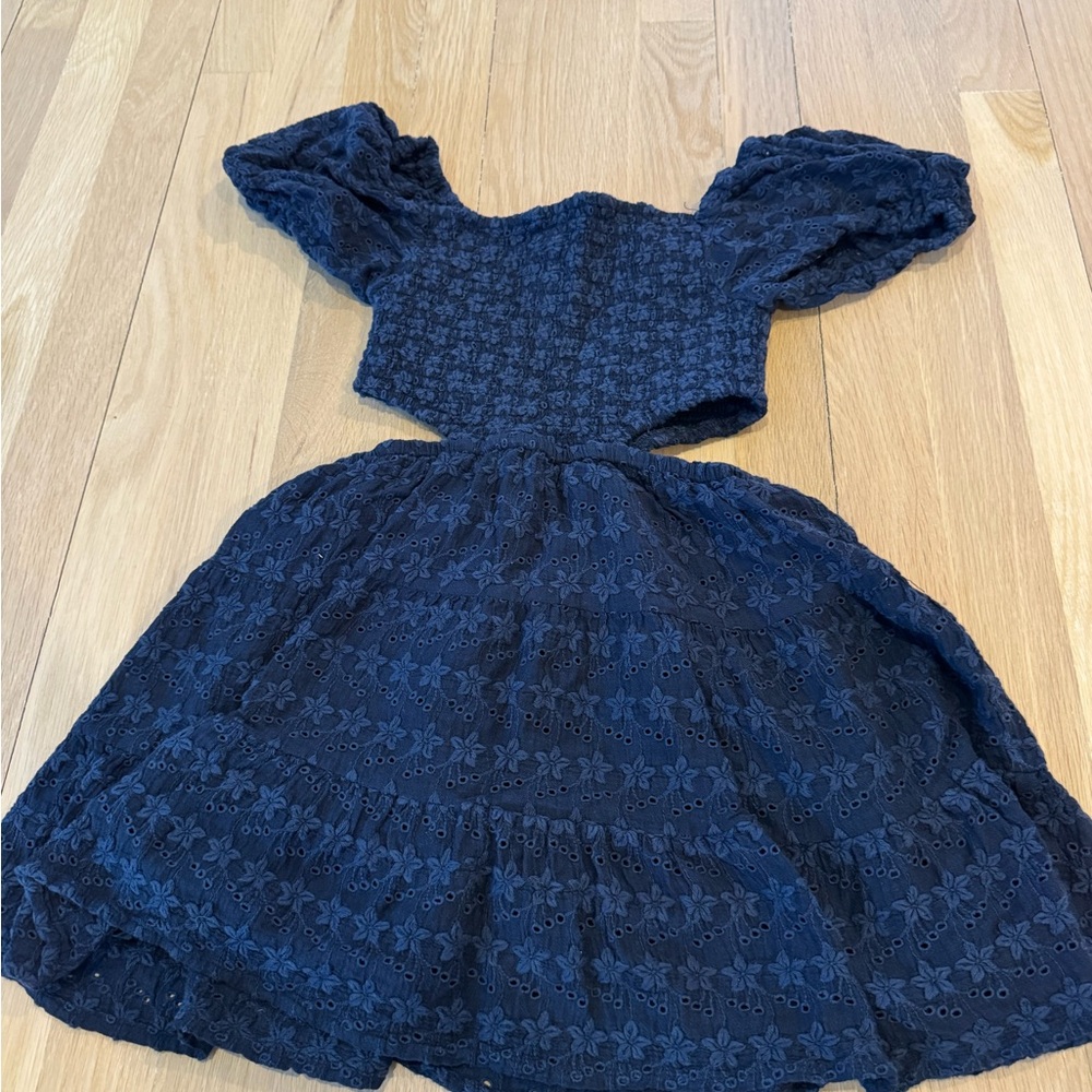 Katie Jay NYC Midnight Blue Kids Dress with Floral Pattern